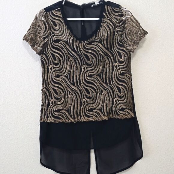NWT Alberto Makali Sequins/Sheer Top Size S - Picture 1 of 8